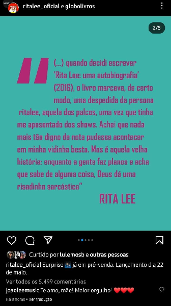 Publicação de Rita Lee (Foto: Reprodução/ Instagram)