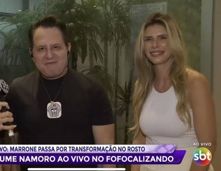 Sertanejo Marrone está namorando assessora que o ajudou em sua cirurgia no rosto Foto Fofocalizando, SBT