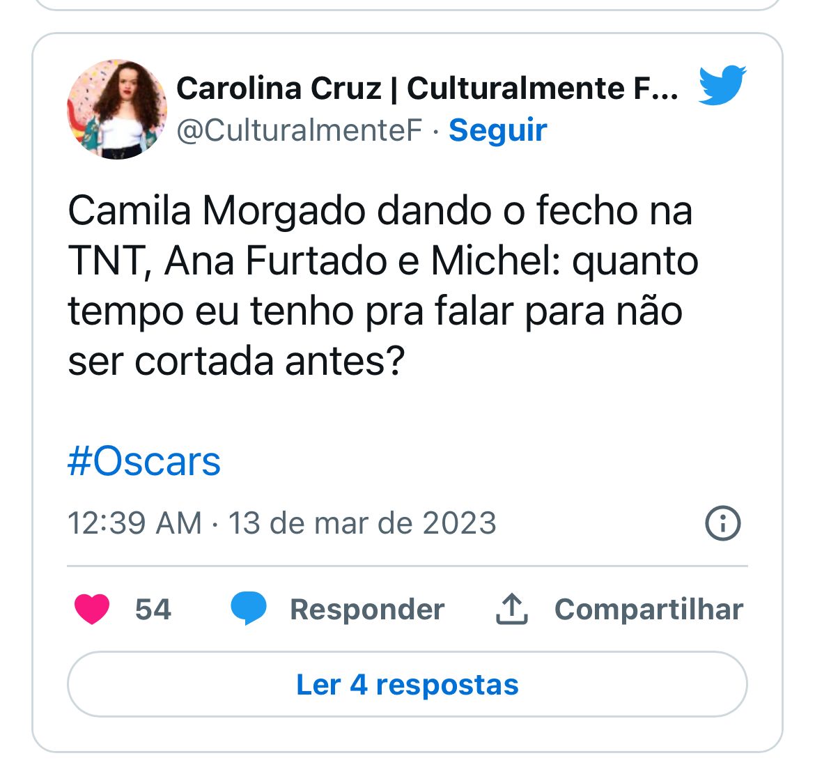 Twitter detonando Ana Furtado no Oscar 2023 - Foto Reprodução Twitter