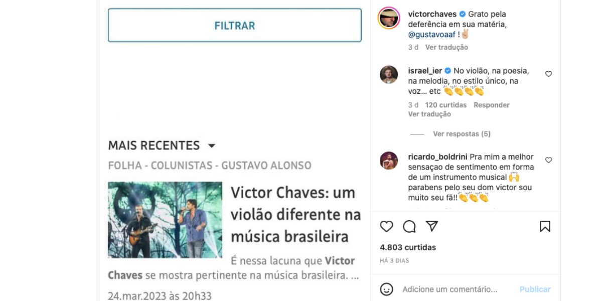 Victor Chavez faz anúncio sobre carreira (Foto: Reprodução / Instagram) 