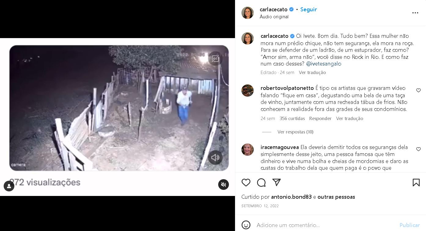 Video publicado por Carla Cecato em sua rede social - Foto Reprodução Instagram