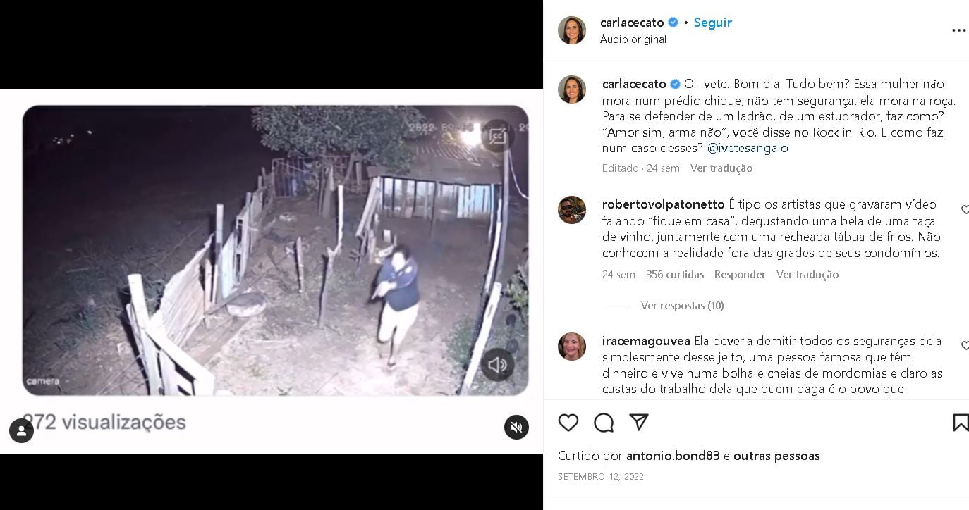 Video publicado por Carla Cecato em sua rede social - Foto Reprodução Instagram