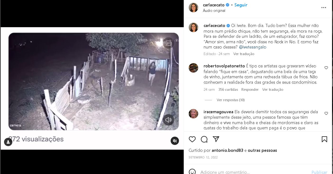 Video publicado por Carla Cecato em sua rede social - Foto Reprodução Instagram