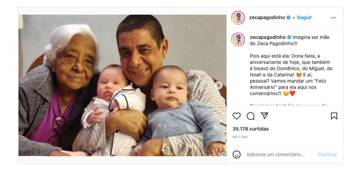 Dona Neia e Zeca Pagodinho (Foto: Reprodução / Instagram)