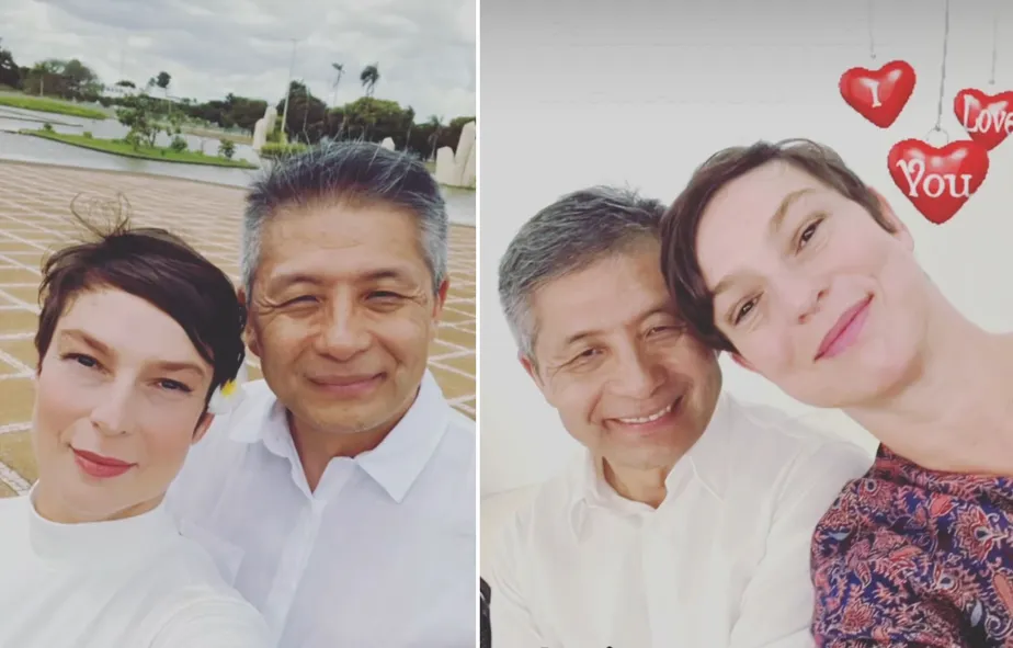 a atriz Maria Paula e Leo Imamura, seu novo amor de 60 anos de idade - Foto Reprodução Internet