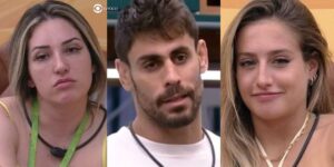 BBB23 - A cara de nojo de Amanda ao ver as carícias entre Bruna Griphão e Cara de Sapato (Foto: Reprodução / Globoplay)