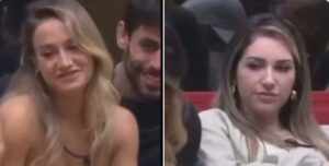 BBB23 - A cara de nojo de Amanda ao ver as carícias entre Bruna Griphão e Cara de Sapato (Foto: Reprodução / Globoplay)