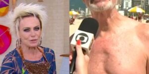 Repórter de Ana Maria expôs galã gay e seu companheiro na praia (Foto: Montagem)