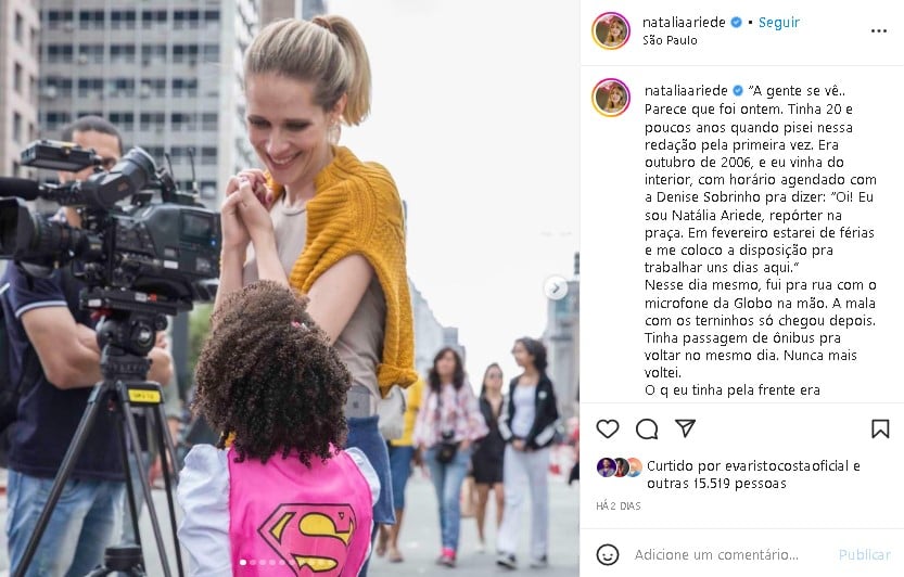 Âncora da Globo, Natália Ariede, surpreendeu ao pedir demissão (Foto: Reprodução/ Instagram)