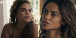 Bia (Clara Buarque) e Brisa (Lucy Alves) em Travessia (Foto: Reprodução / Globo)