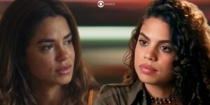 Brisa (Lucy Alves) e Bia (Clara Buarque) em Travessia (Foto: Reprodução / Globo / Montagem TV Foco)