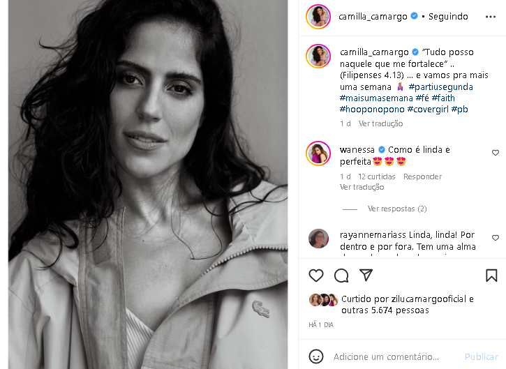 Camilla Camargo acabou ganhando elogios de Wanessa (Foto: Reprodução/ Instagram)