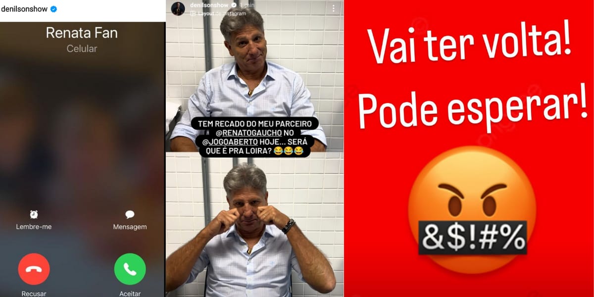 Denílson entregou que terá recado de Renato Gaúcho no Jogo Aberto e Renata Fan revoltada com a derrota do Internacional (Reprodução: Instagram)