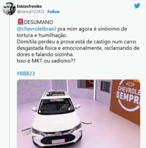 Web se revolta com a permanência de Domitila no quarto branco do BBB23 (Foto: Reprodução / Twitter)