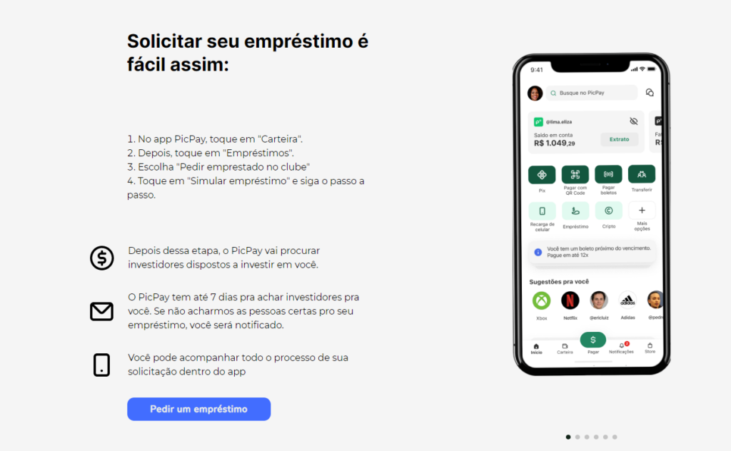 Formal fácil de realizar empréstimo no PicPay (Foto: Reprodução, PicPay)