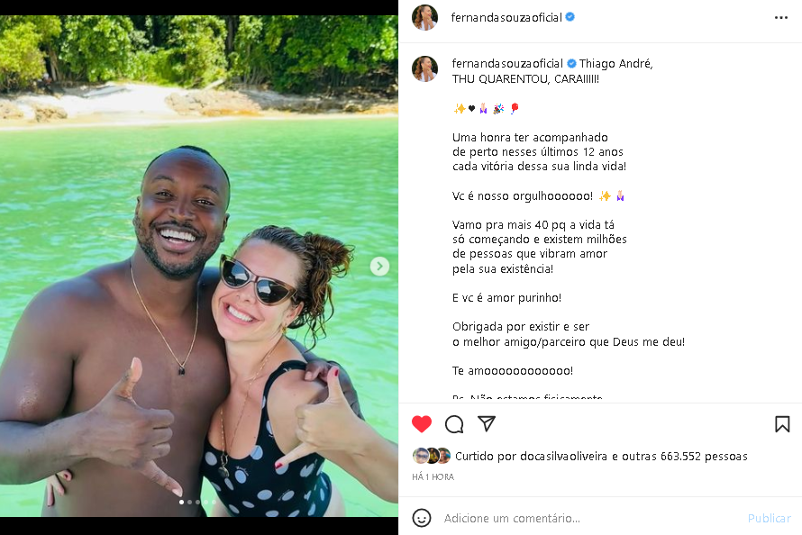 Fernanda Souza se declarou para Thiaguinho (Foto: Reprodução/ Instagram)