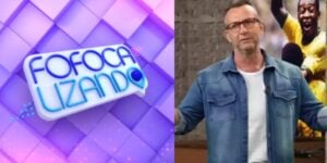 Logo do Fofocalizando e o apresentador Neto nos estúdios da Band (Reprodução: Montagem TV Foco)