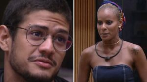 A cantora Aline Wirley detona Gabriel Santana em Jogo da Discórdia no BBB23 (Foto: Reprodução / Globoplay)