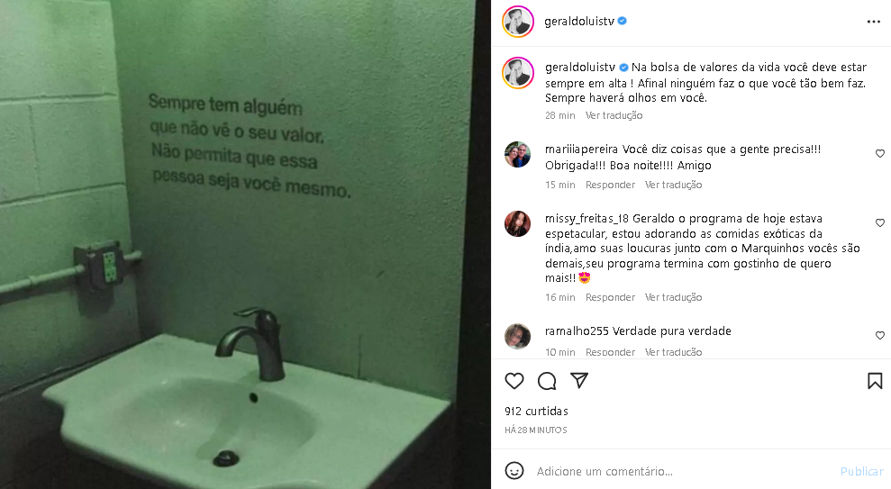 Geraldo Luís deixou mensagem reflexiva e surpreendeu com recado (Foto: Reprodução/ Instagram)