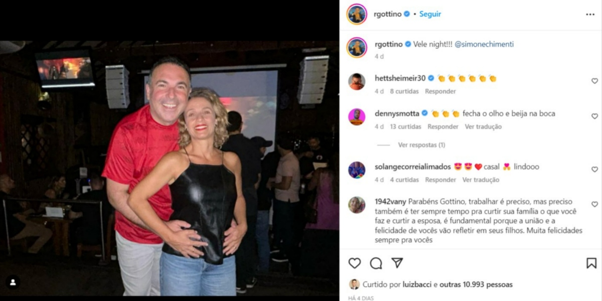 Reinaldo Gottino e a esposa, Simone Chimenti (Foto: Reprodução/Instagram)