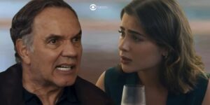 Chiara (Jade Picon) e Guerra (Humberto Martins) em Travessia (Foto: Reprodução / Globo / Montagem TV Foco)