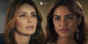 Helô (Giovanna Antonelli) e Brisa (Lucy Alves) em Travessia (Foto: Reprodução / Globo / Montagem TV Foco)