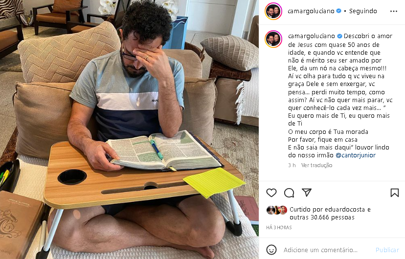 Luciano Camargo fez confissão sobre o que descobriu aos 50 anos (Foto: Reprodução/ Instagram)