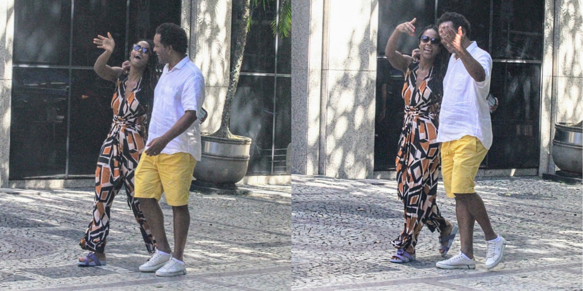 Maju Coutinho com o marido, Agostinho Paulo Moura, no Leblon (Foto: Dan Delmiro/AgNews)