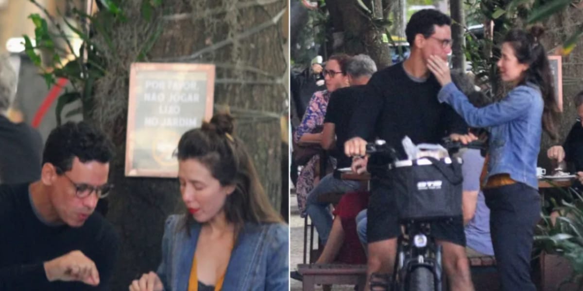 A atriz também foi vista andando de bicicleta e almoçando com o namorado (Reprodução: Montagem TV Foco)