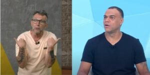 Neto e Denílson nos estúdios da Band (Reprodução: Montagem TV Foco)