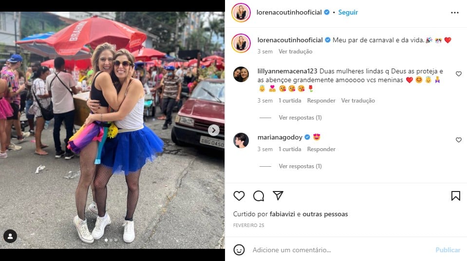 Lorena Coutinho trabalha na Record há 10 anos e se casou com a produtora da TV Globo (Foto: Reprodução)