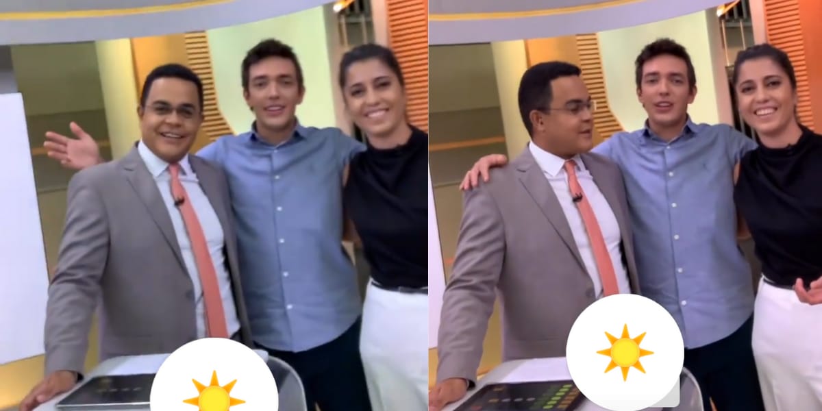 Alê Jodar, Marcelo Pereira e Marina Pinhoni terminaram o jornal todos abraçados (Reprodução: Instagram)