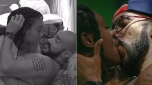 Em momento íntimo, Ricardo e Sarah são flagrados por outros participantes do BBB23 (Foto: Reprodução / Globoplay)