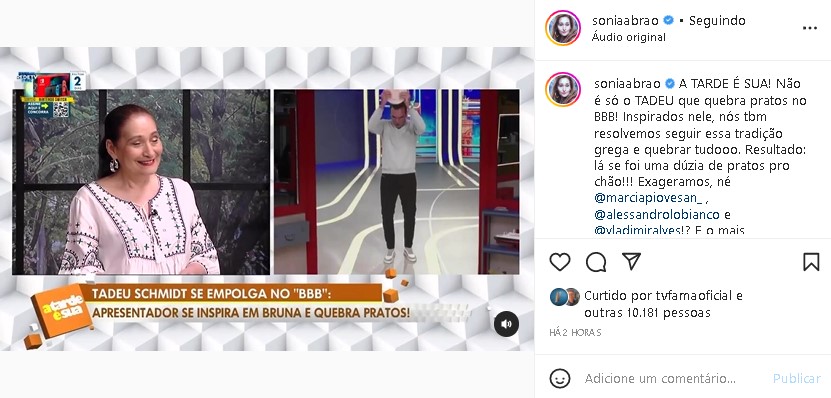Sonia Abrão promoveu quebra quebra de pratos em seu programa na RedeTV! (Foto: Reprodução)