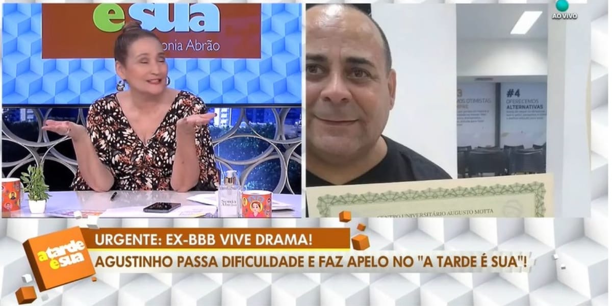 Agustinho apelou por emprego durante o programa de Sonia Abrão (Reprodução: RedeTV)