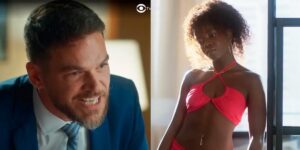 Theo e Kate em cenas de Vai na Fé (Foto: Reprodução / Globo / Montagem TV Foco)