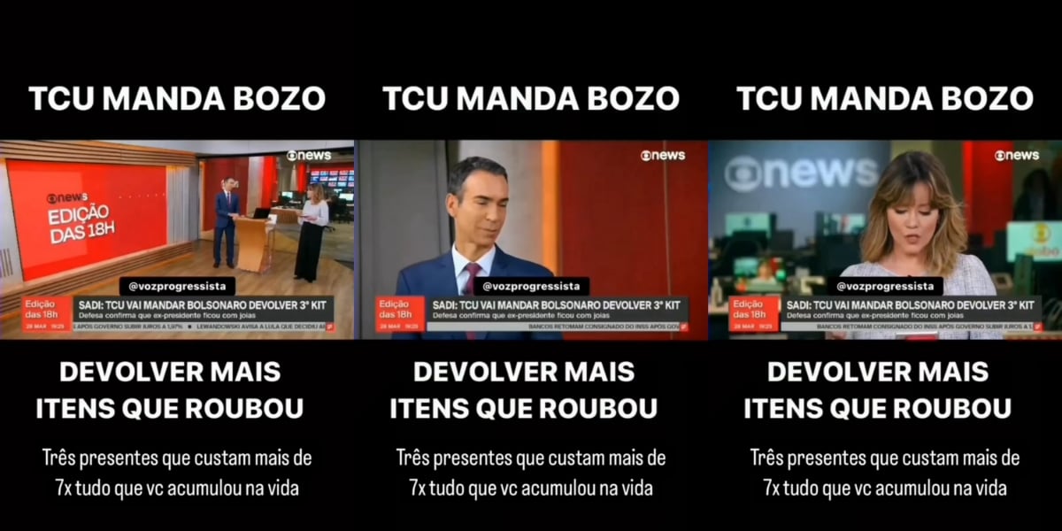 Túlio Gadêlha compartilhou Natuza Nery e César Tralli no "Edição das 18h" (Foto: Reprodução/Instagram)