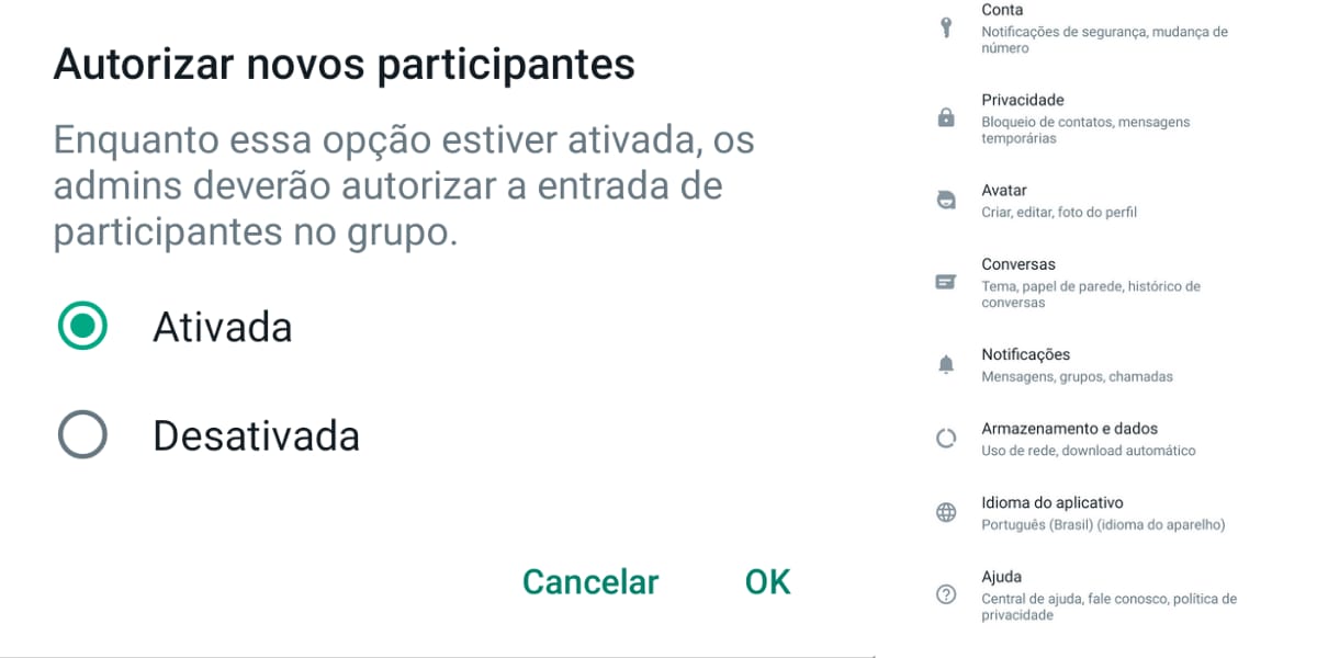 As novas configurações do WhatsApp já estão disponíveis (Reprodução: TV Foco)