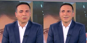 Gottino chora ao vivo ao dar terrível noticia na Record (Foto Reprodução/Montagem/Tv Foco)