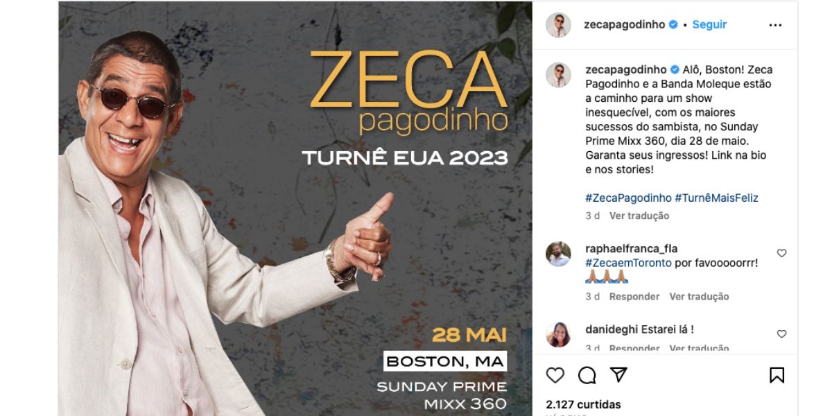 Zeca Pagodinho faz anúncio (Foto: Reprodução / Instagram)