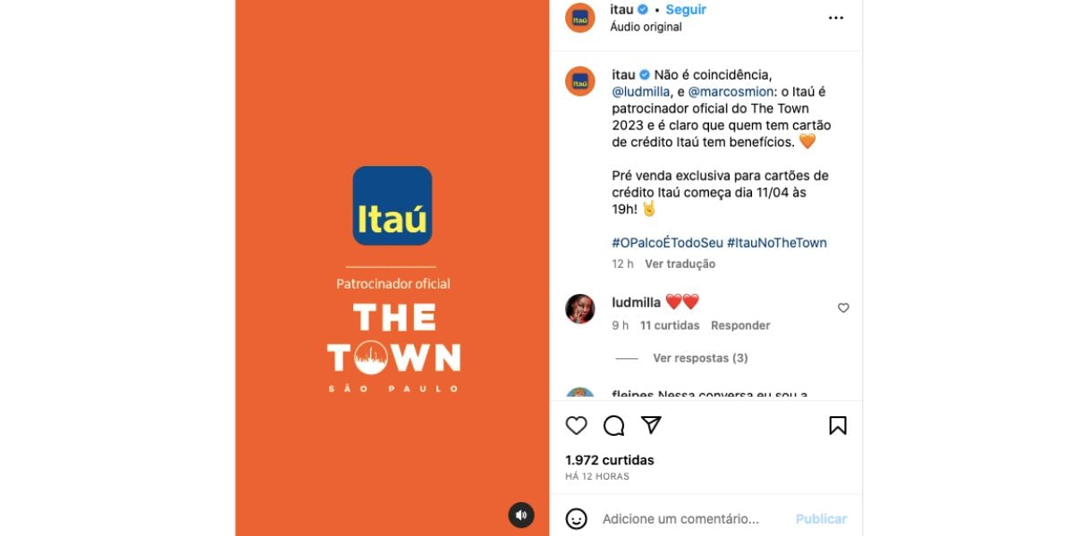 Benefício para cliente do Itaú (Foto: Reprodução / Instagram) 