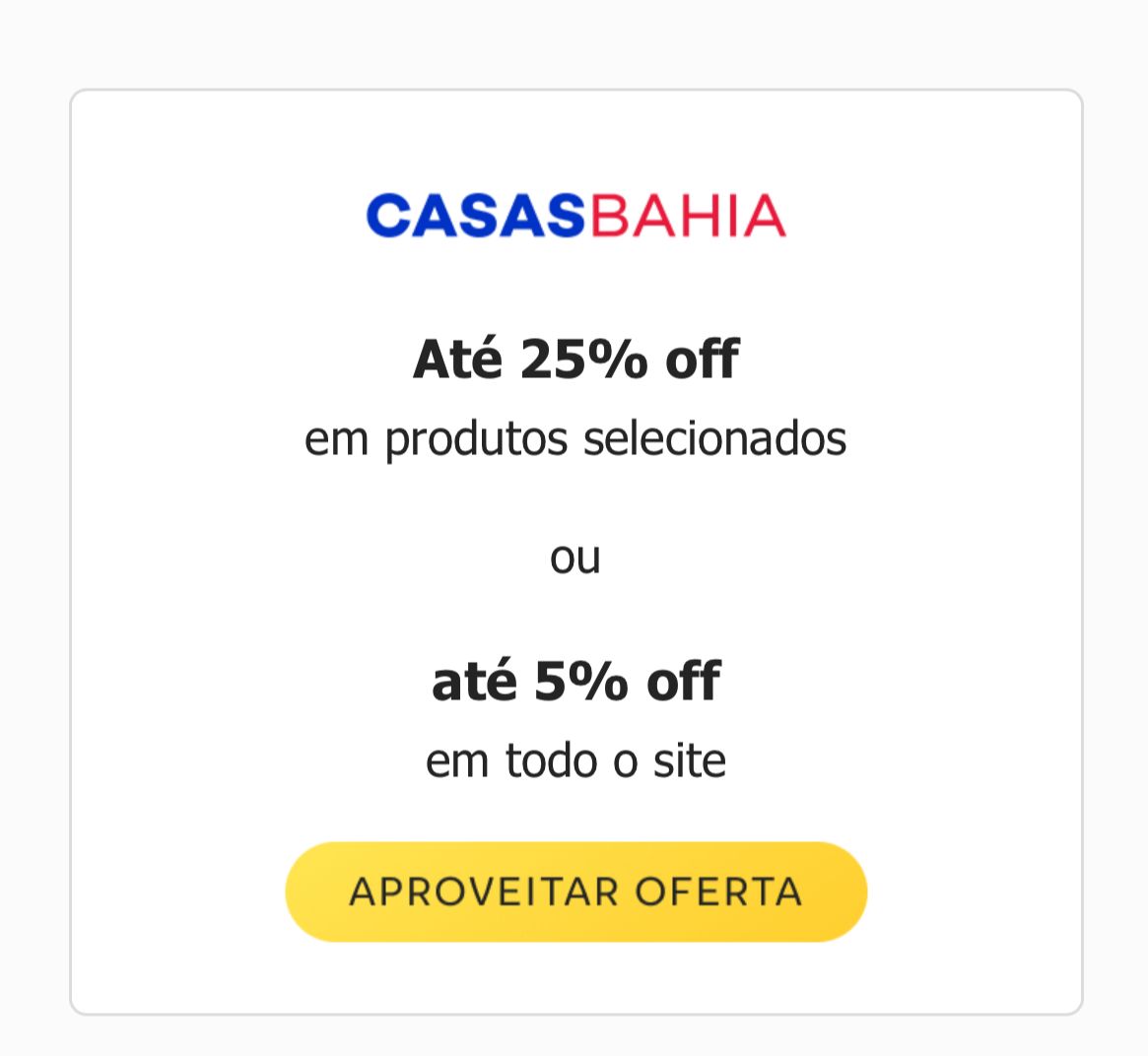 C6 Bank oferece descontos em compras feitas na Casas Bahia - Foto Reprodução C6 Bank