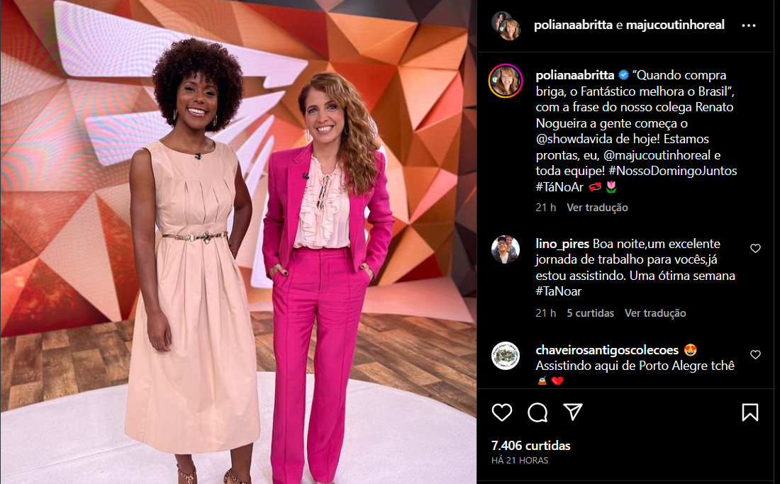 Postagem de Maju Coutinho com Poliana Abritta (Foto Reprodução/Instagram)