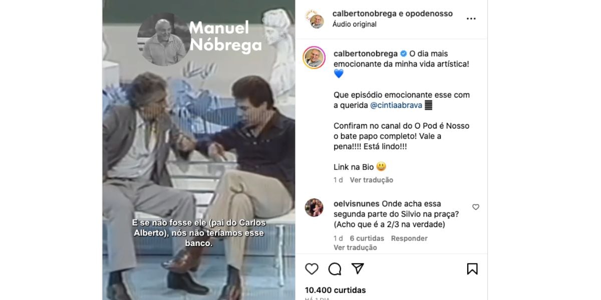 Carlos Alberto e Silvio Santos na Praça é Nossa do SBT (Foto: Reprodução / Instagram)