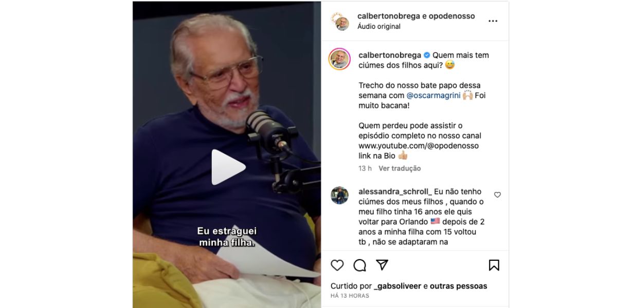 Carlos Alberto fala sobre filha (Foto: Reprodução / Instagram)