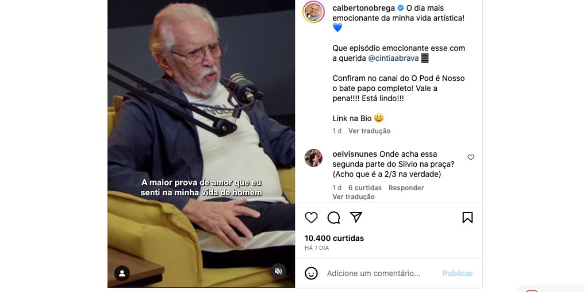 Carlos Alberto no Pod é Nosso (Foto: Reprodução / Instagram)