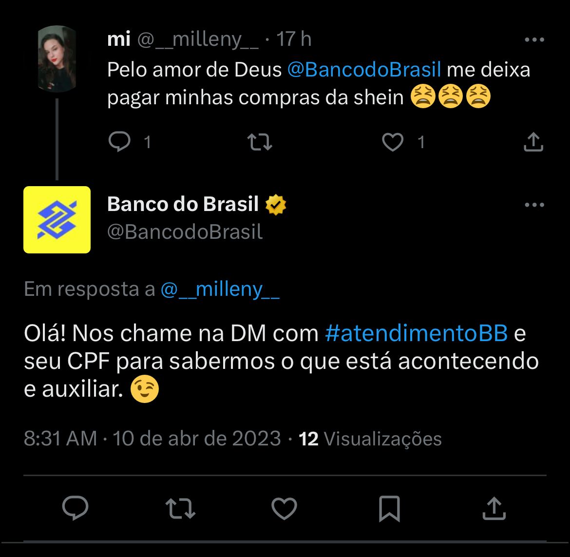 Clientes do Banco do Brasil demonstram insatisfação com o aplicativo da instituição, via twitter - Foto Reprodução Twitter