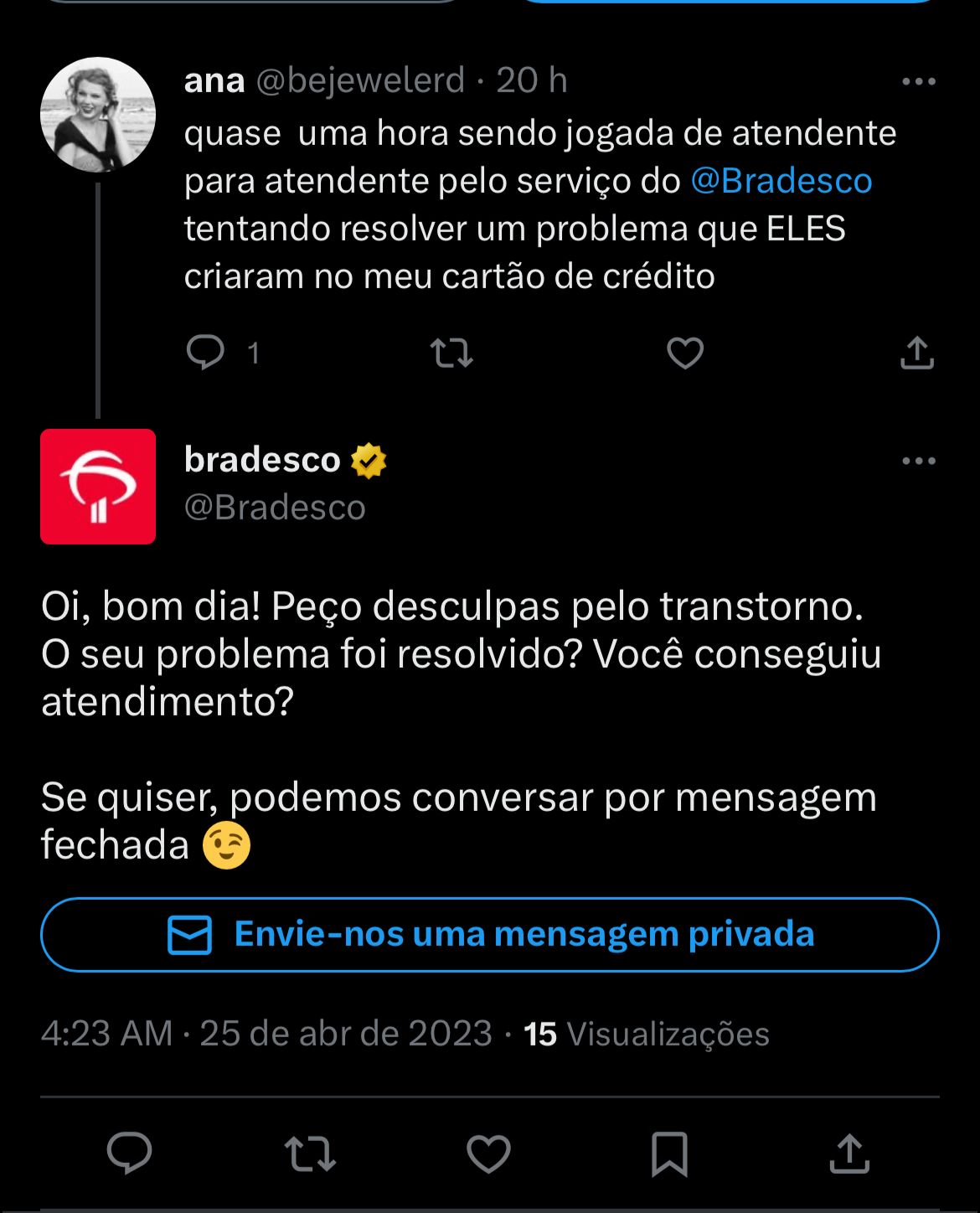 Clientes do Bradesco estão enfurecidos com situação do Banco nesta terça-feira (25) - Foto Reprodução Twitter