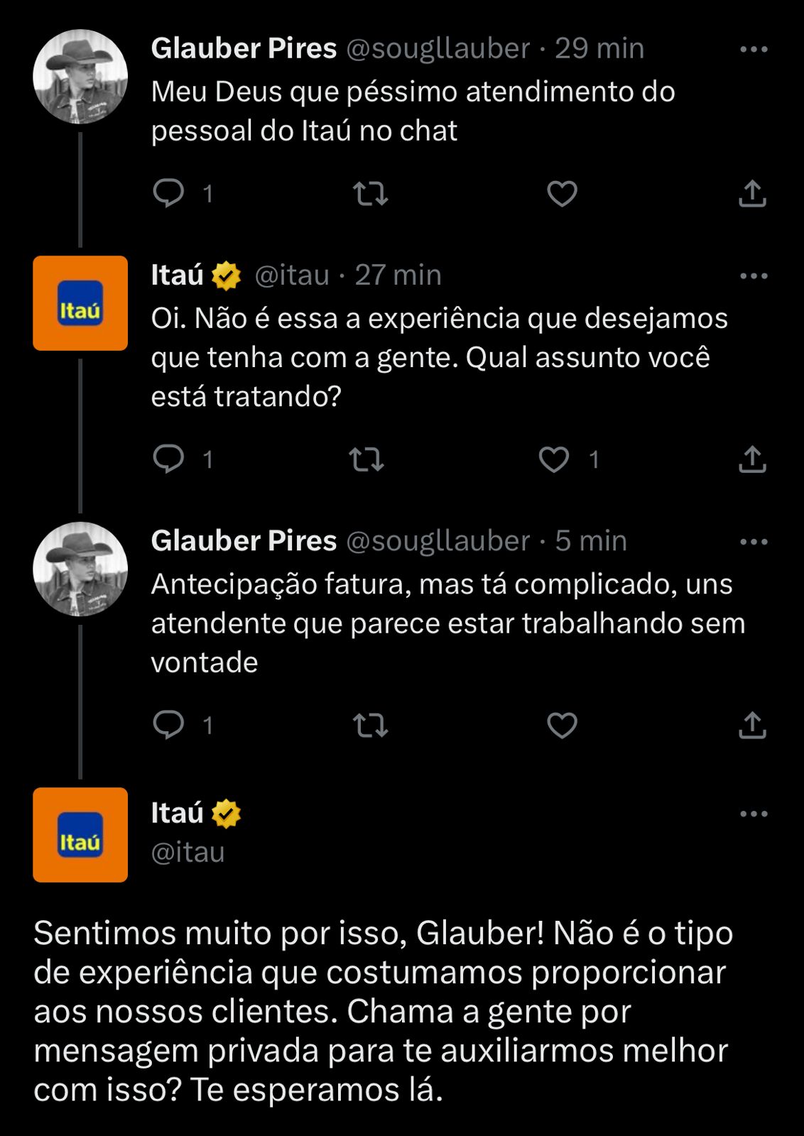 Clientes do Itaú estão enfurecidos com situação do banco nesta quarta-feira 12 - Foto Reprodução Twitter