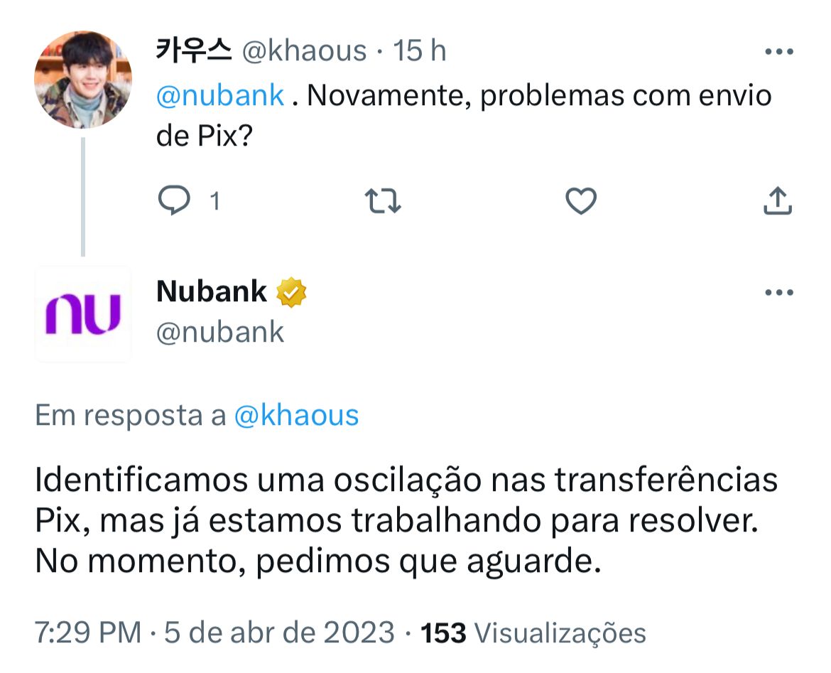 Clientes do Nubank estão furiosos com a instabilidade do Pix na instituição - Foto Reprodução Twitter